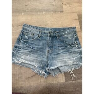 Wednesday Vintage Style Distressed Cut-Off Denim Shorts - Size L